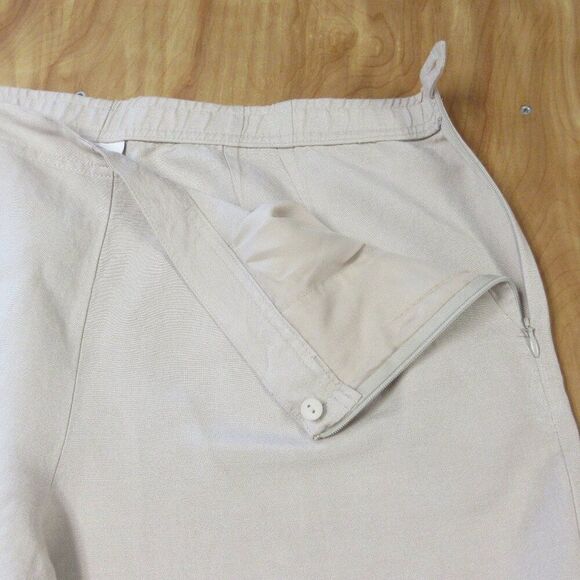 J. JILL Linen Blend Wide Leg Flat Front Crop Ankle Pants Sz L Flax Beige Tan NWT - Picture 4 of 15